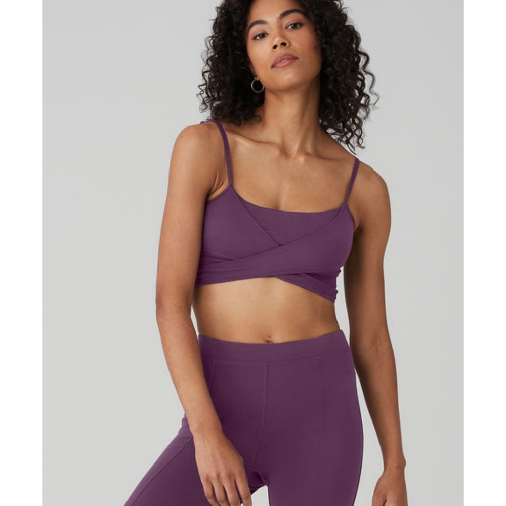 NWT Alo Yoga Dark Plum set High-Waist Airbrush Leggings and bra